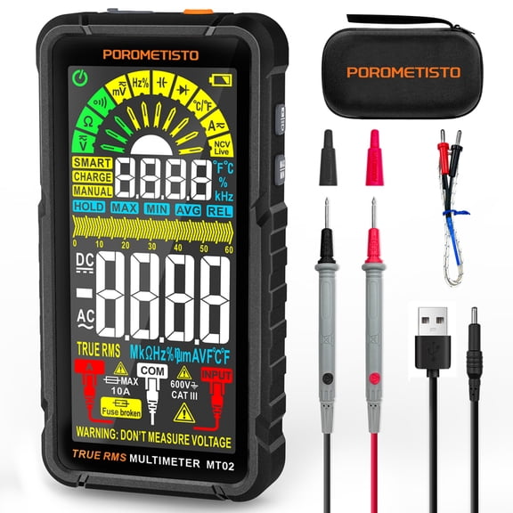 POROMETISTO MT02 Smart Digital Multimeter, Auto-Ranging True RMS 6000 Counts Rechargeable Voltmeter, NCV Non-Contact Voltage Detector, Measures AC/DC Current, Voltage, Resistance for Electrical Troub