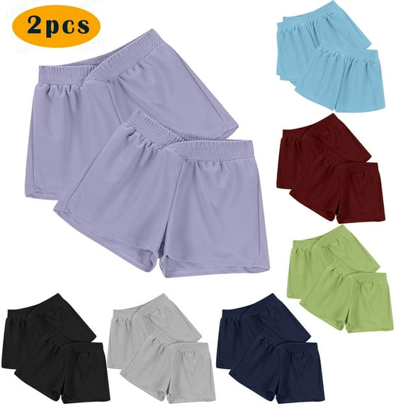 POROPL 2 Pack Women's Shorts Casual Sports Shorts Waist Exposed Navel Sports Short
