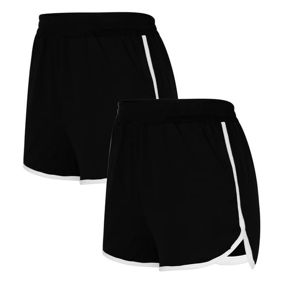 POROPL 2 Pack Womens Athletic Shorts Elastic Waist Casual Loose Beach Sports Yoga Athletic Shorts with Pockets