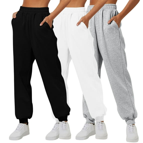 POROPL 3 Pack Sweatpants Joggers for Women Hiking Athletic Comfy Pants,Sweatpants for Women Size S-XXL
