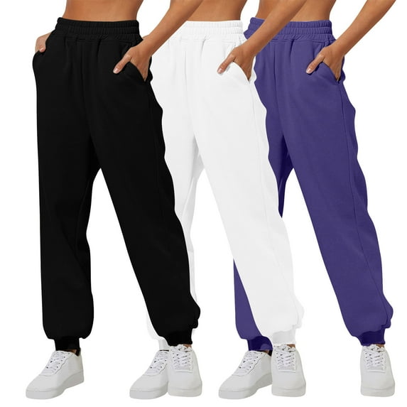 POROPL 3 Pack Sweatpants for Women Joggers Hiking Athletic Comfy Pants Size S-XXL