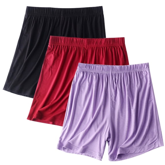 POROPL 3 Pack Women's Shorts Plus Size Summer Elastic Waist Loose Sports Shorts Thin Short