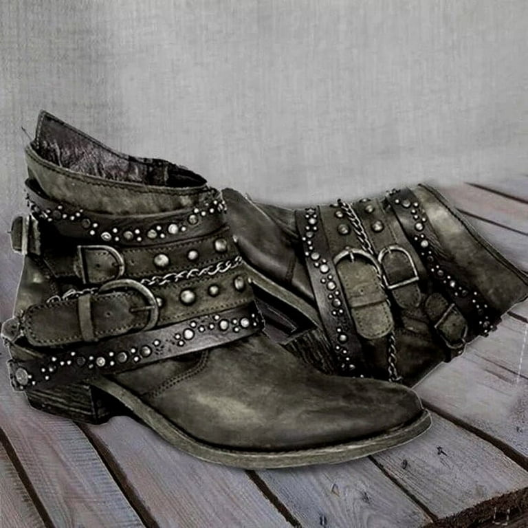 Grey studded hot sale ankle boots