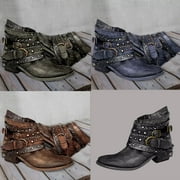 POROPL Ankle Boots For Women Winter Casual Womens Winter Boots Girl Womens Shoes Slip-on Boots For Rollback