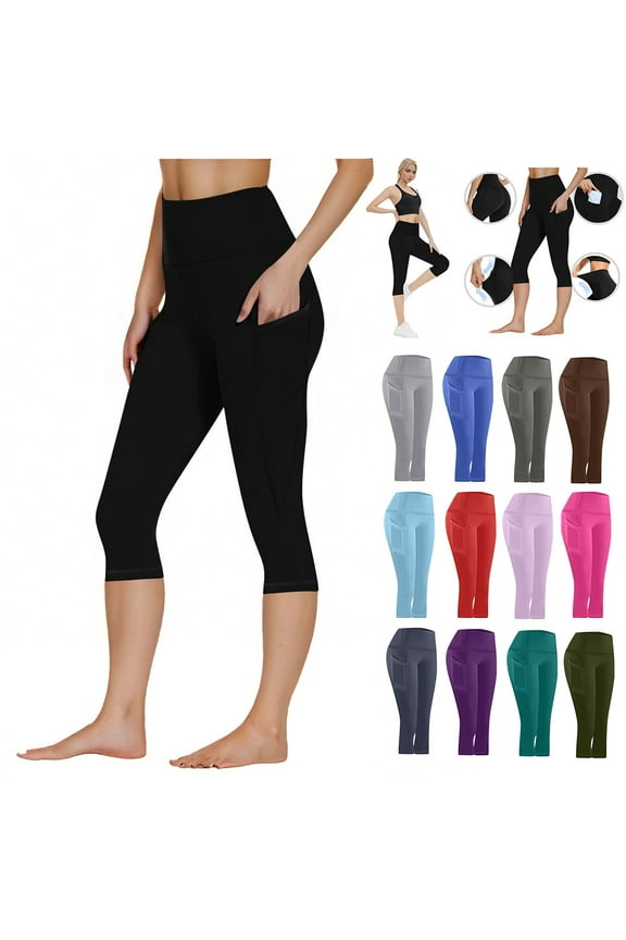 Black Leggings Women, Leggings with Pockets for Women Tummy Control Workout Sports Yoga Athletic Leggings Size S-3XL