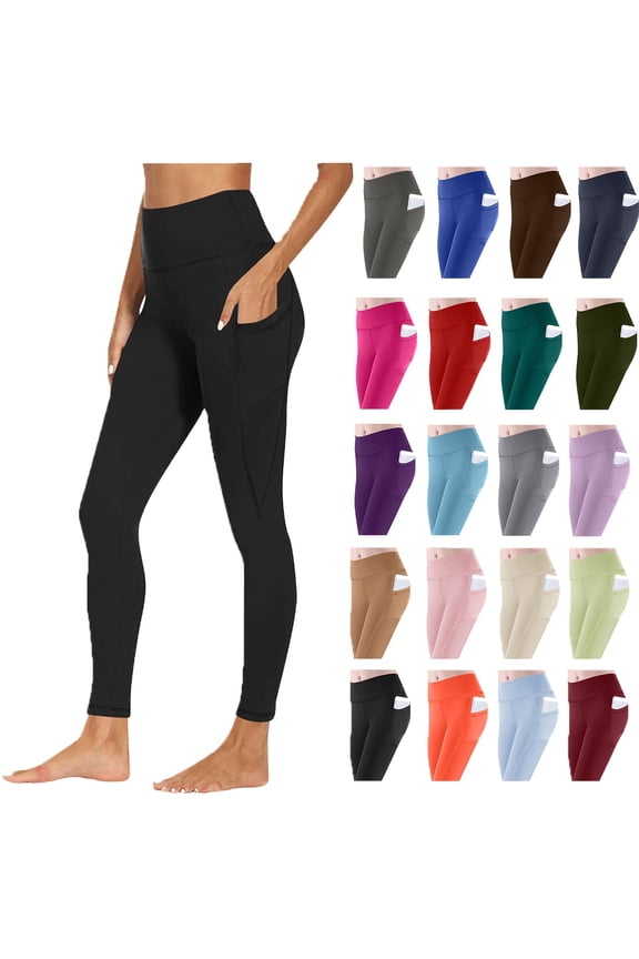 Black Leggings Women, Leggings with Pockets for Women Tummy Control Workout Sports Yoga Athletic Leggings Size S-3XL
