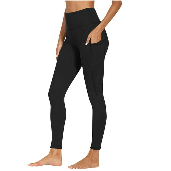 POROPL Black Leggings Women, Leggings with Pockets for Women Tummy Control Workout Sports Yoga Athletic Leggings Size S-3XL