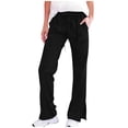 thumbnail image 1 of POROPL Black Pants for Women Linen Summer Straight Leg Slit-Hem Elastic Beach Vacation Pants, 1 of 5