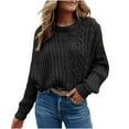 thumbnail image 1 of POROPL Black Sweaters for Women Long Sleeve Crew Neck Sweater Casual Knitted Top Pullover Size S-XXL, 1 of 6