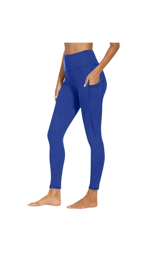 Blue Leggings for Women, Leggings with Pockets for Women Tummy Control Workout Sports Yoga Athletic Leggings Size S-3XL