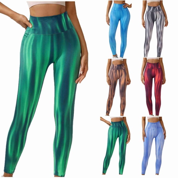 POROPL Blue Leggings for Women Tight Leggings Yoga Athletic Workout Print Size S-L