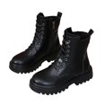 thumbnail image 1 of POROPL Boots for Women,Ankle Boots Lace Up Chunky Combat Boots with Side Zipper Round Toe Booties, 1 of 8