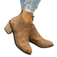 thumbnail image 1 of POROPL Boots for Women Ankle Low Heel Chunky Suede Retro Denim Shoes,Womens Boots Size 8.5, 1 of 6