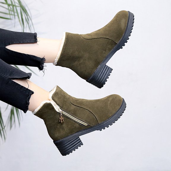POROPL Boots for Women Mid Calf Fashion High Heel Square Toe Side Zip Up Shoes,Boots for Saving Size 5