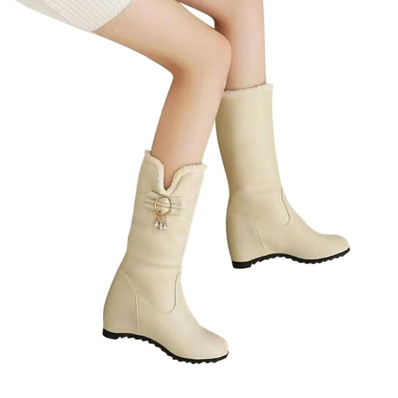 POROPL Boots for Women Mid Calf Fashion Warmtassel Shoes,Boots for Women Size 4.5