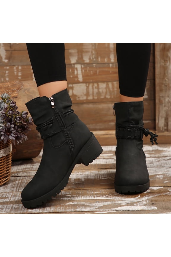 Boots for Women Mid Calf High Heel Zip Up Shoes,Boots for Saving Size 9