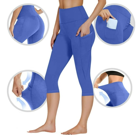 POROPL Capri Leggings for Women Athletic Workout Gym Sports Running Yoga Leggings with Pockets