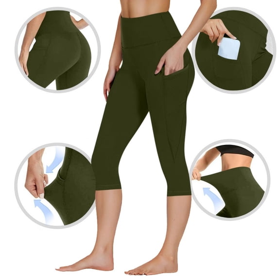 POROPL Capri Leggings for Women Plus Size Athletic Workout Gym Sports Yoga Leggings with Pockets