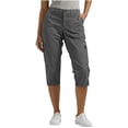 thumbnail image 1 of POROPL Cargo Capris for Women,Chino Zip Fly & Button Closure Pants with Pockets Straight Leg Cropped Pants, 1 of 8