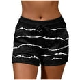thumbnail image 1 of POROPL Elastic Shorts for Women Summer Shorts Drawstring Casual Pocket Loose Striped Pants, 1 of 5