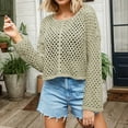 thumbnail image 1 of POROPL Fall Sweaters for Women 2025 Long Sleeve V-Neck Sweater Oversized Hollow Knitted Size S-XL, 1 of 6