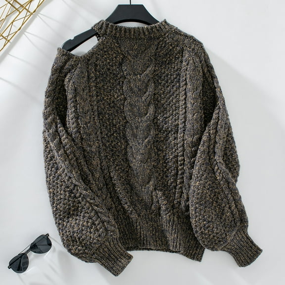 POROPL Fall Sweaters for Women Long Sleeve Crew Neck Boat Neck Sweater Oversized Pullover Size S-XL