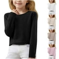 thumbnail image 1 of POROPL Girls Sweaters Knit Pullover Sweater Ribbed Cuffs Thin V Neck Long Sleeve Tops Black Size 6-7, 1 of 7
