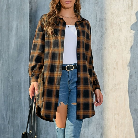 POROPL Going Out Tops For Women,Fashion Womens Lattice Printing Coat Winter Shirt Long Sleeve Outerwear Blouse