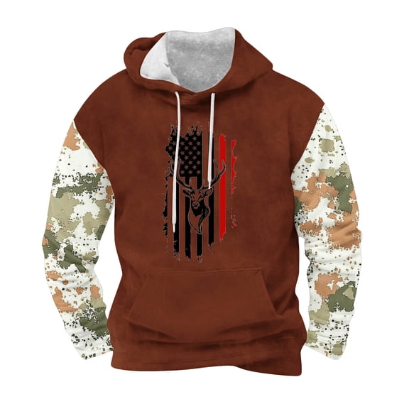 POROPL Graphic Hoodies Men Fashion Long Sleeve Sweatshirt with Pockets Print Pullover Tops