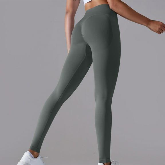 POROPL Gray Leggings for Women Butt Lifting Leggings Seamless Knitted Yoga Workout Running Size S-XXL