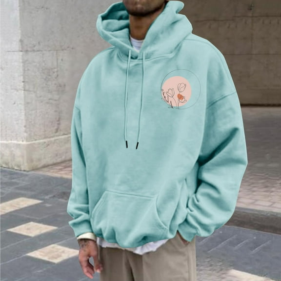 POROPL Hoodie Sweatshirts for Men Winter Sweatshirt with Pocket Print Outwear Pullover Tops Casual Fall Outfits