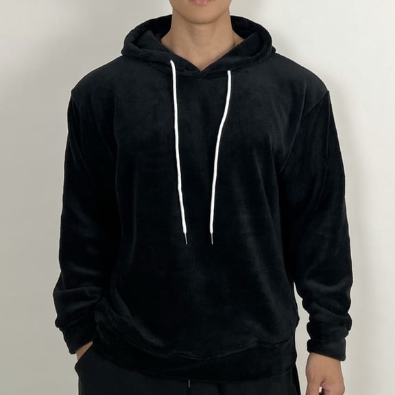 POROPL Hoodies for Men Fleece Sweatshirts Outwear Pullover Tops Casual Fall Outfits Black