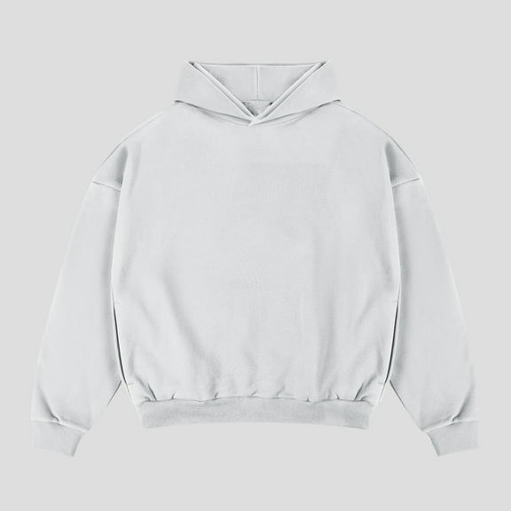 POROPL Hoodies for Men Long Sleeve Sweatshirts Plain Pullover Tops White