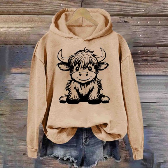 POROPL Hoodies for Women Long Sleeve Sweatshirt Casual Loose Retro Print Pullover Fall Clothing