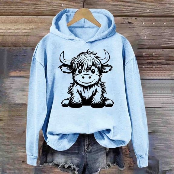 POROPL Hoodies for Women Long Sleeve Sweatshirts Casual Loose Retro Print Fall Sweatshirts