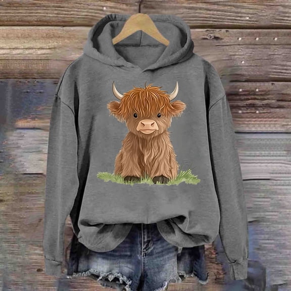 POROPL Hoodies for Women Long Sleeve Sweatshirts Casual Loose Retro Print Pullover Fall Clothing