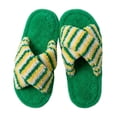 thumbnail image 1 of POROPL House Slippers for Women,Plush Warm Fuzzy Striped Cross Band House Shoes Slip On Bedroom Slippers, 1 of 5