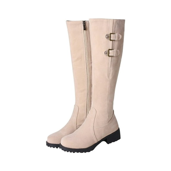 POROPL Knee High Boots for Women Warm Zip Up Buckle Knight Shoes,Womens Boots Size 9.5