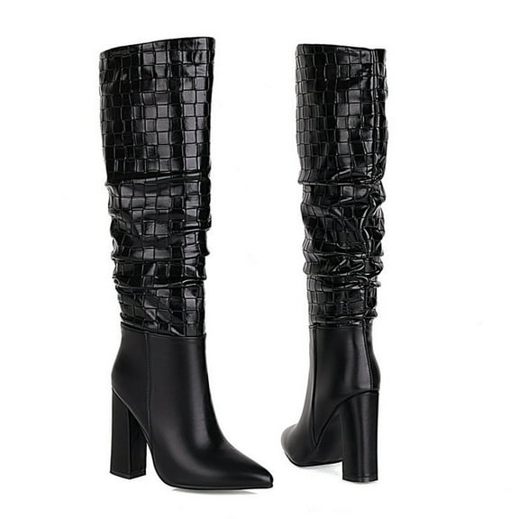 POROPL Knee High Boots for Women Winter Fall High Heel Pointed Toe Shoes,Boots for Saving Size 4.5