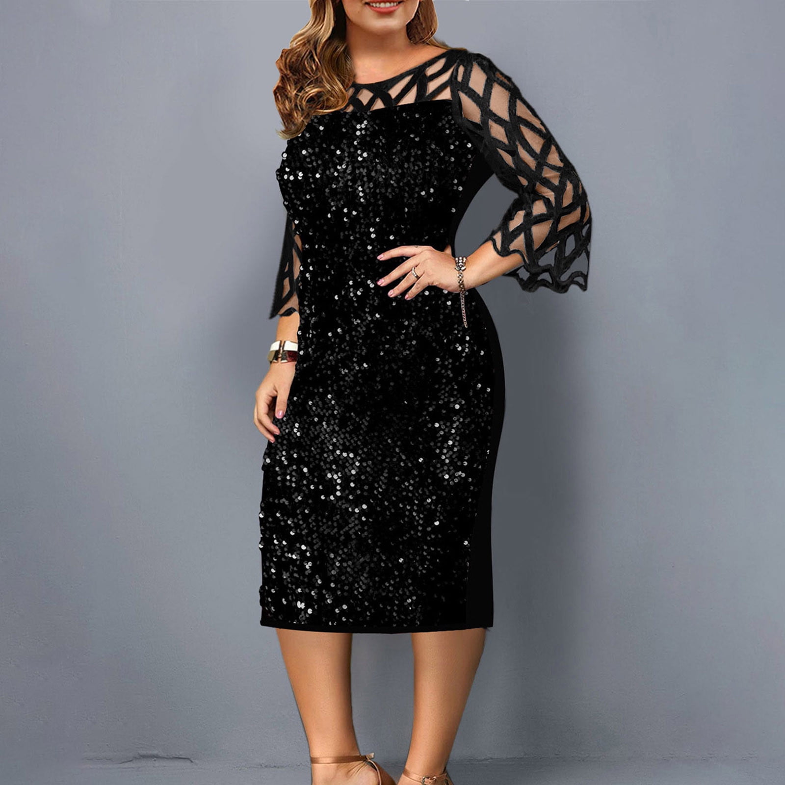 Sexy black top plus size dresses