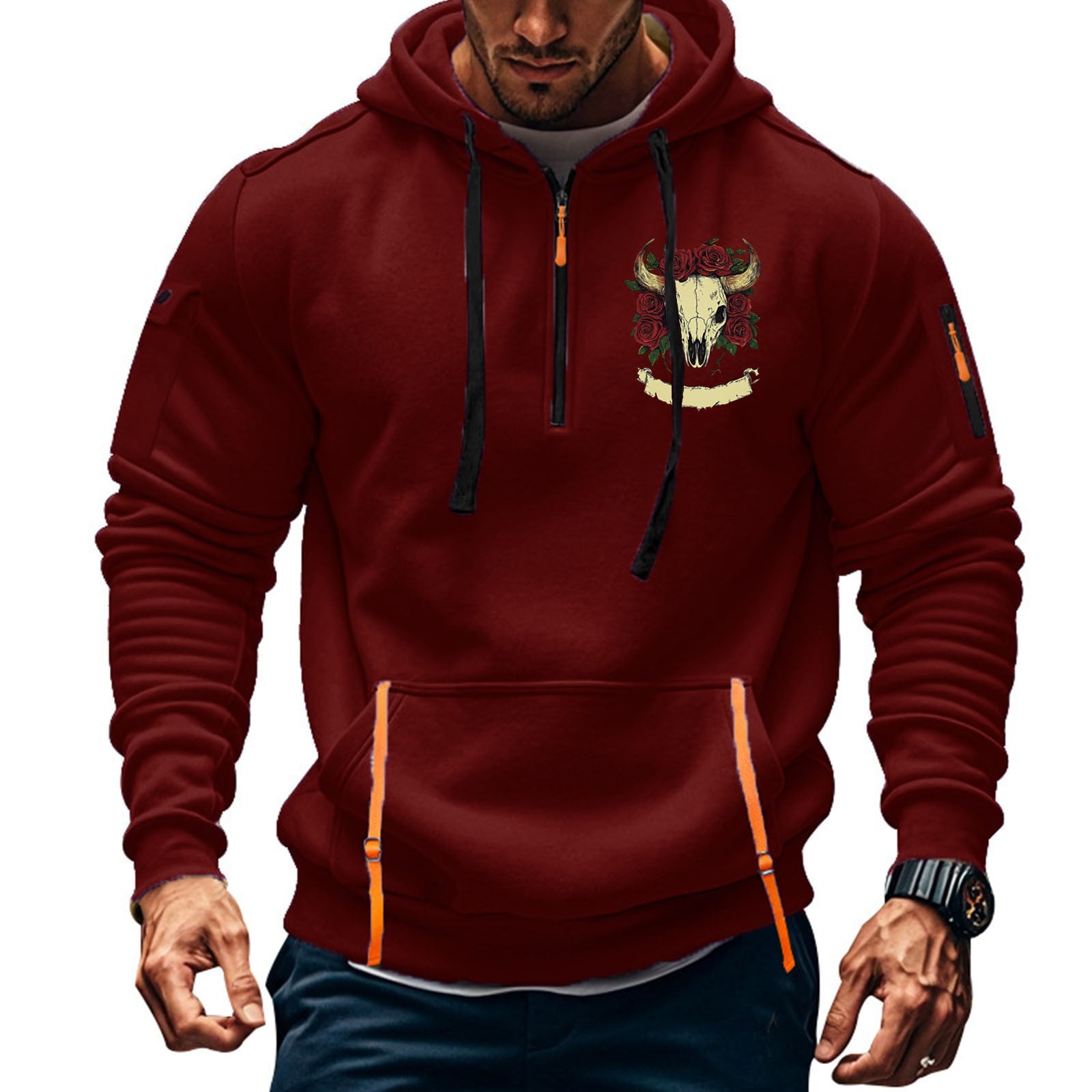 POROPL Men’S Graphic Hoodies Long Sleeve Sweatshirt with Pockets Retro ...