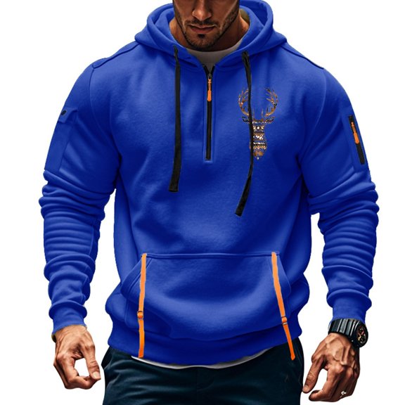 POROPL Men'S Hoodies Under $15 Long Sleeve Sweatshirts with Pockets Retro Print Pullover Fall Clothing