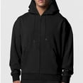 thumbnail image 1 of POROPL Men Zip Up Hoodies with Pocket Cotton Long Sleeve Sweatshirt with Pockets Casual Sports Plain Sweatshirts Black, 1 of 8