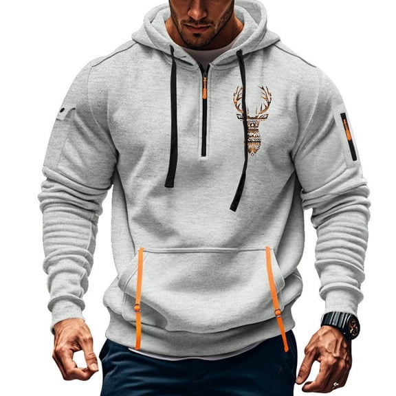 POROPL Mens Graphic Hoodies Long Sleeve Sweatshirt with Pockets Retro Print Pullover Fall Clothing