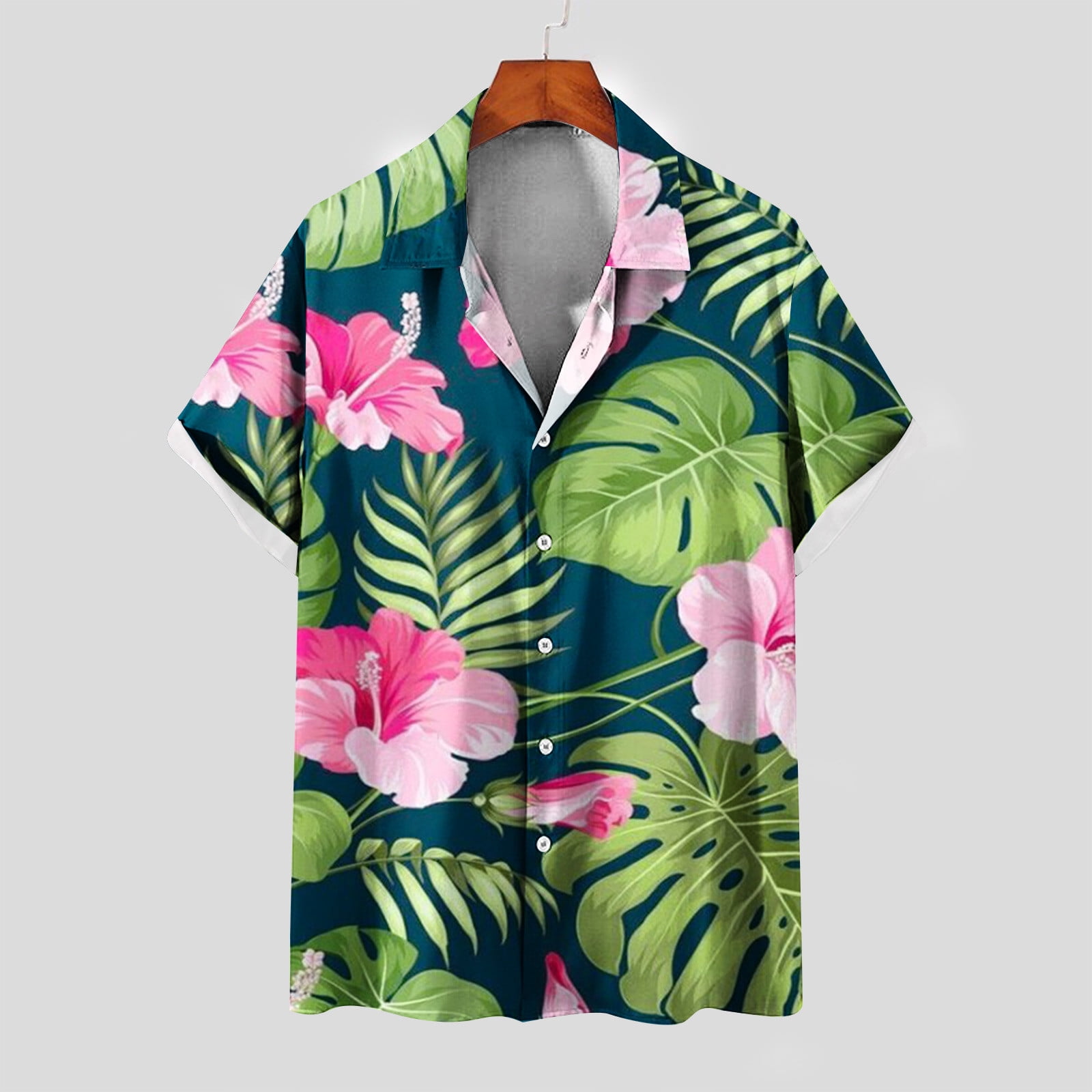 POROPL Mens Graphic T-shirts Summer Shirt 3D Printed Hawaiian Lapel ...