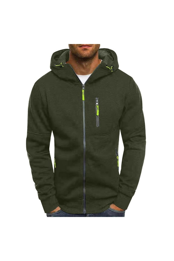 Mens Hoodies Pullover,Men Casual Solid Sports Fitness Sweater Cardigan Hooded Long Sleeve Zipper Sweater Jacket