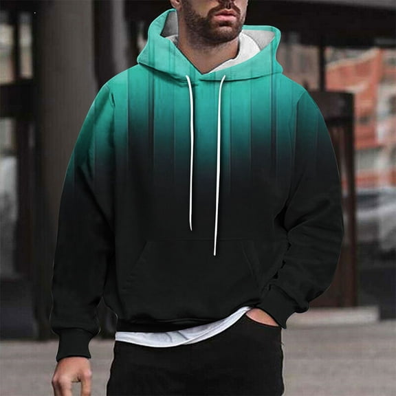 POROPL Mens Hoodies Under $10 Fashion Long Sleeve Pullover Sweatshirt with Pocket Casual Print Fall Sweatshirts