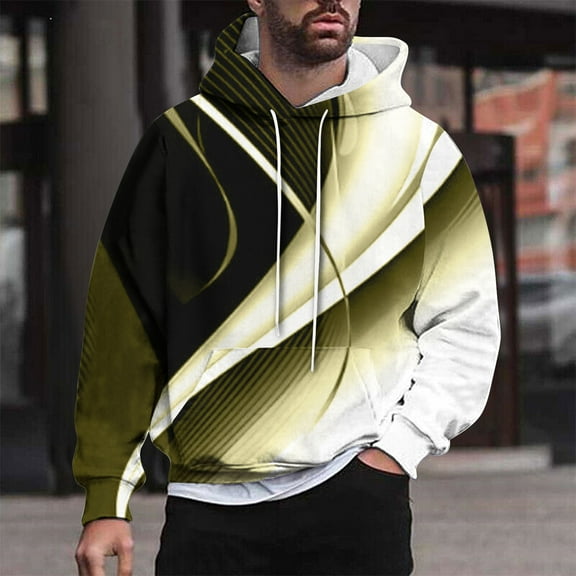 POROPL Mens Hoodies Under $10 Fashion Long Sleeve Sweatshirt with Pockets Casual Print Pullover Tops