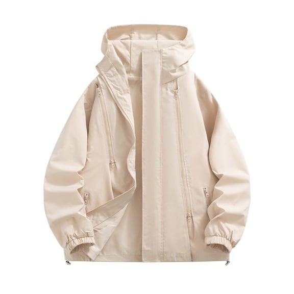 POROPL Mens Rain Jacket Waterproof Hooded Drawstring Casual Outdoor Windbreaker Jacket with Pockets