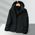thumbnail image 1 of POROPL Mens Rain Jacket Windproof Hooded Fleece Warm Zipper Casual Outdoor Mountaineering Multi-Pocket Windbreaker Jacket, 1 of 9
